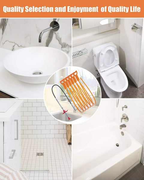 Hair Drain Clog Remover Tool Set With Six 25 Inch Sink Snakes And One 24 Inch Drain Cleaner For Shower Toilet Kitchen Sink And Tub Seven Piece Hair Removal Kit For Fast Easy Unclogging