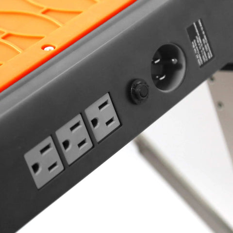 Close-up of Four In One Portable Folding Workbench And Scaffold Platform with Creeper Carrier and Hand Truck plus Jigsaw Blade Set