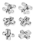 Six Packs Hidden Door Hinges Cross Style 180 Degree Concealed Hinges For Doors And Kitchen Cabinets In Tough Stainless Steel 0.47 Inch Wide By 1.65 Inch High