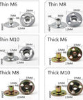 Round Base Tee Nuts 100 Pack For Woodworking M6 M8 M10 Galvanized Fasteners built to last shown in thin and thick variants
