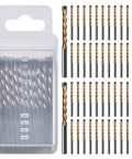 50 Piece Set Of 1/8 Inch Spiral Drywall Router Bits With Left Hand Rotation For Rapid Dust Control and Precision Tracking, in clear storage case.