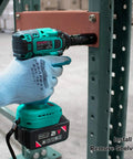 User operates 20V Cordless Impact Wrench One Half Inch Drive With Brushless Motor, fastening shelf bolts