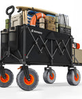 Heavy Duty Beach Cart With Big 9x4 All Terrain Wheels For Sand, carrying camping equipment, foldable wagon with tailgate, side view