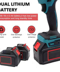 Premium Cordless Electric Wire Stripper Machine With Dual Four Ah Batteries And Twenty Bushings showing dual 4Ah lithium batteries and ergonomic handle.