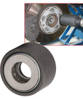 Shop Essential Wheel Stud Installer Tool aligns tire studs straight; shows tool detail and brake assembly use.