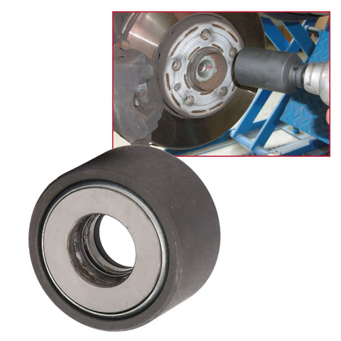 Shop Essential Wheel Stud Installer Tool aligns tire studs straight; shows tool detail and brake assembly use.