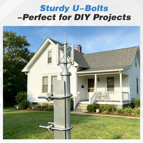 Heavy Duty 2 Pack M6 By 50mm 304 Stainless Steel U Bolts With 5/8 Inch Wide Design mounted on a post for DIY projects.