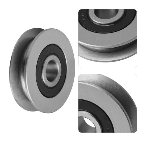 10 Pack U Shape Pulley Wheel 12 Mm ID 50 Mm OD 13 Mm Thick 10 Mm Slot Width 7.5 Mm Slot Depth Iron Bearing Steel Cable Pulley For Wire Rope Transmission Equipment Built Tough, close-up