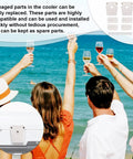 People celebrating at the beach with 26 Piece Cooler Hinge And Latch Kit Replacement Pack For Ice Chest And Freezer diagram