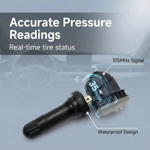 Ford TPMS Sensor Set Of 4 315MHz Replacement For F150 Explorer Fusion 2015 2024 Waterproof Tire Pressure Monitoring System Sensor Fits Lincoln OEM Replacement Direct Fit TPMS Sensors For Ford Lincoln Vehicles 4 Pack, 315MHz waterproof sensor