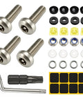 Anti Theft License Plate Screws Set With Rustproof Stainless Steel Front And Rear Mounting Hardware Tamper Resistant Fasteners Wrench And Driver Bit Kit With Caps Washers Rings For Car Truck Motorcycle, 4 screws