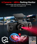 360 Degree Four Channel Dash Cam With FHD Front, Rear, And Inside Coverage showing parking monitor feature