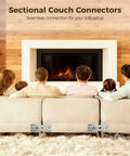 Heavy Duty Steel Sofa Connectors Pair Up With Alligator Clamps To Stabilize Sectional Couches Featuring Robust Interlocking Brackets visible on sofa backs.