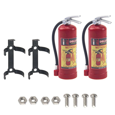 Two Pack 1/10 Scale RC Fire Extinguishers With Stickers, Display Only Decorative Accessories for Traxxas TRX4, Axial SCX10, Redcat Gen7