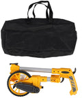 Luocute Distance Measuring Wheel 9999.9m Capacity Folding Design in yellow with black carrying bag, compact for easy storage.