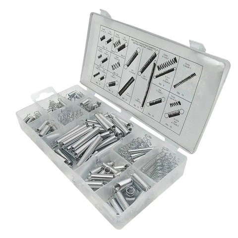 200 Pieces Tension And Compression Spring Kit With Electrical Torsional Extension Springs Perfect For DIY Repairs And Machinery Hacks To Get Your Projects Crisp And Rock Solid Fast. steel spring assortment in plastic organizer tray