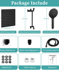 Package contents of High Pressure Rain Shower Head With Handheld Spray, 10 Inch Shower Head With 11 Inch Extension Arm, 9 Settings Handheld