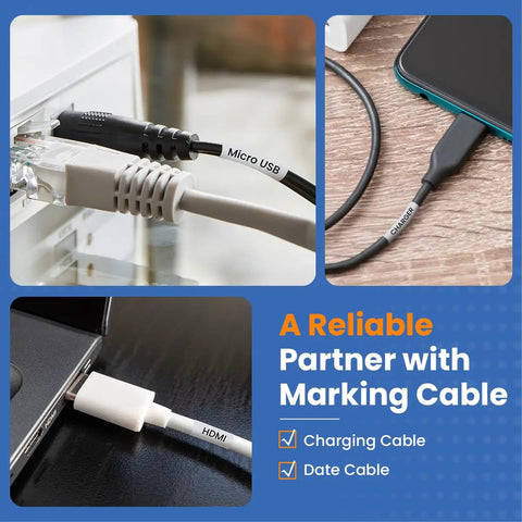 Premium Replacement Heat Shrink Tube Labels For One Half Inch Width Heavy Duty Thermal Tape on various cables.