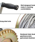 Beefy Hand Crank Boat Winch With 26.3 Ft Cable 600 Lb Capacity Portable Heavy Duty Carbon Steel Zinc Plated Rust Resistant And Weatherproof Compact 8.6 X 8.6 X 6.5 Inch Hoist Winch For Small Boats, steel wire and handle