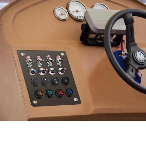 3 Pack Rocker Toggle Switches 2-Position On Off DPST 4 Pins With Red LED For Boat Marine Use AC 125V 20A Or 250V 16A Panel Mount Durable, Easy-Install Electrical Switches on boat dashboard