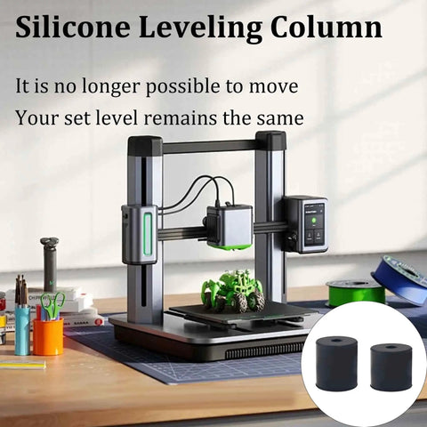 16 Pieces Silicone Bed Leveling Mounts For 3D Printers, Heat Resistant Bed Spacers And Leveling Columns shown with 3D printer.