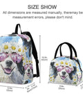 Daisy Dog Backpack With Insulated Cooler Lunch Box, lightweight daypack with dog design, 15.6 inch, scratch-resistant nylon.
