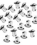 Heavy Duty Stainless Steel Quarter Turn Fasteners 20 Pack Chrome Plated 7/16 Oval Button Latches close-up view of chrome plated latches.