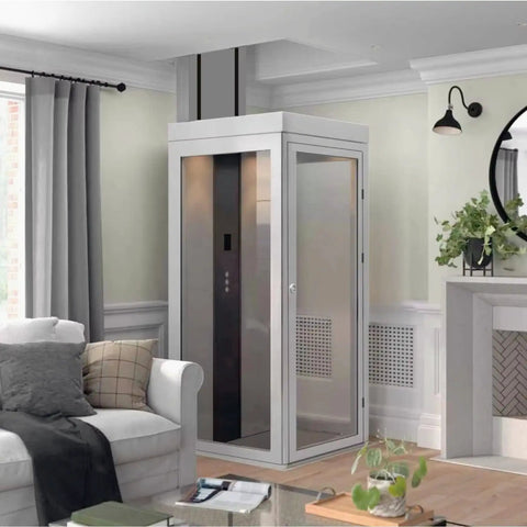 Through Ceiling Compact Home Elevator Shaftless Design For Space Saving Living With Zero Wall Damage Heritage Approved, Customizable Configurations For Homes Farms And Land Projects, Easy Install And Quiet Deck Lift For Modern Homes in living room