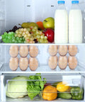 36 Pack Clear Plastic Egg Cartons with Six Egg Capacity Eco Friendly Disposable Egg Holders in fridge with fruits and vegetables