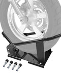 Beefed Up Universal Motorcycle Wheel Chock And Front Wheel Stand For Trailers 1800 Pound Capacity Adjustable Wheel Locks Fit 15 To 21 Inch Wheels For Cruiser Sport And Dirt Bikes