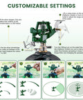Heavy Duty Lawn Sprinkler On Tripod Base With 360 Degree Coverage Reaches 45 Feet At 80 PSI Flow Height Adjustable Extension Legs