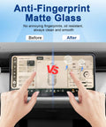 Top Tier Matte Tempered Glass Screen Protector For 2027 Rivian R2 Central Display demonstrating anti-fingerprint feature and touch accuracy.