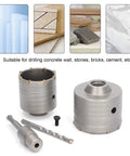 Heavy Duty 5 Piece Concrete Hole Saw Kit With 65Mm And 80Mm Openers Made From Top Tier 45 Steel Plus Yg8 Alloy For Crushing Masonry, Brick Walls, And Stone Blocks Like A Total Boss On Any Job Site., concrete hole saw kit with 65mm 80mm bits, 45 steel YG8 alloy