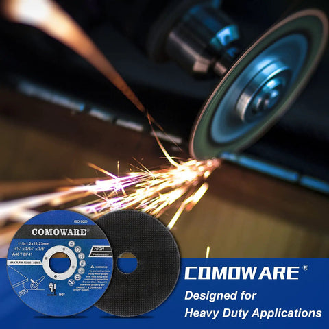 Cutting sparks from Ultra Thin 4.5 Inch Cut Off Wheel Set 50 Plus 2 Pack For Metal And Stainless Steel Cutting On Angle Grinders.