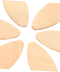 Close-up view of six Premium 100 Pack Beech Wood Joiner Biscuits for crafting and furniture assembly.