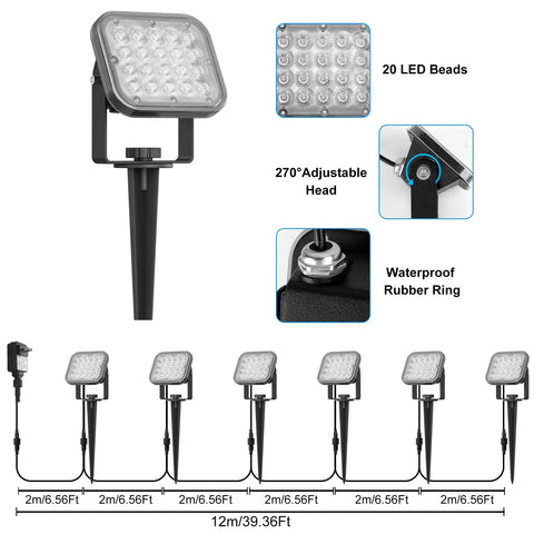 RGBW Landscape Lighting System With Remote And Transformer, low voltage outdoor color changing LED spots, adjustable head
