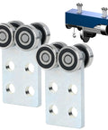 Four Wheel Hoist Roller Trolley Assembly With Bearing For Strut Channel Set Screw Access, pack of 2, supports up to 900 lbs.