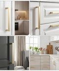Gold 5 Inch Cabinet Handles Square Brushed Brass Pulls For Kitchen Cabinets Dressers Closets And Wardrobes Built To Last Zinc Alloy Hardware 10 Pack Heavy Duty With Timeless Finish on white and black cabinets