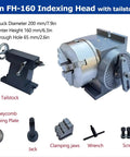 Premium 3 Jaw Chuck Indexing Head With Tailstock For Horizontal Or Vertical Use On Cnc Milling Machines with tailstock and accessories.