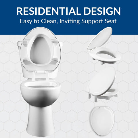 3 Inch Raised Toilet Seat For Seniors With Secure Hinges No Wobble Clean Shield Guard Elongated White Heavy Duty Plastic