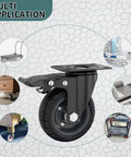 Rock Solid 4 Inch Premium Plate Caster Wheels Swivel With Brake, showcasing solid rubber tire and multi-application use.