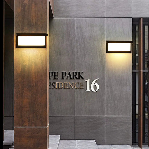 Outdoor Wall Light Modern Exterior Sconce 3000K Warm Waterproof Rectangular Porch Lighting 2 Pack 30W