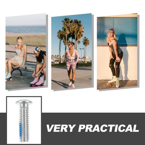 Top Six Piece Metal Roller Skate Stopper Screws Replacement Hardware Fix Kit For Skater Crews Ensuring Stable Braking Power Reliability When Riding Hard On Days Out Great Choice For Friends Or Kids Who Want Sick Skates For Street Or Sidewalk Use. 6 metal roller skate stopper screw