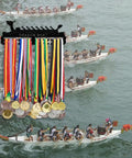 Dragon Boat Medal Display Hanger Wall Mount Holds 60 Plus Medals Metal Rack For Athletes Men With Tiered Ribbon Holder