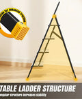 Aluminum 4 Step Folding Ladder For Home And Kitchen Portable Space Saving Step Stool With Wide Anti Slip Steps Lightweight 14 Pounds Folds To 55 By 17 By 1.8 Inches For Easy Storage And Safe Everyday Use, triangular stable frame