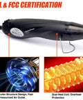 Mini Heat Gun With Reflector Nozzles Kit 350W Fast Heat Hot Air Gun With Overload Protection, shown with dual heat coil design