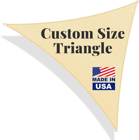 Triangle Shade Sail 12 Ft By 12 Ft By 17 Ft Sand Outdoor UV Blocking Canopy For Backyard Patio Pergola Garden Deck Breathable HDPE