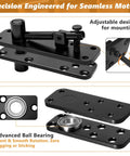 Heavy Duty Hidden Door Pivot Hinge Built To Last With 570 Lbs Capacity And 360 Degree Rotation, Solid 304 Stainless Steel Hidden Door Hardware Kit For Murphy Doors, Secret Bookcase And Bookshelf Doors showing adjustable mounting design and advanced ball bearing