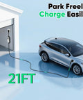 40 Amp Level 2 Ev Charger Home Charging Station With 240 V Nema 14 50 Plug Lcd Display 21 Ft Cord outdoors, charging EV.