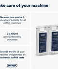 Eco Friendly Universal Descaler For Coffee And Espresso Machines Pack Of Two Gentle Limescale Remover, 2x100ml bottles.